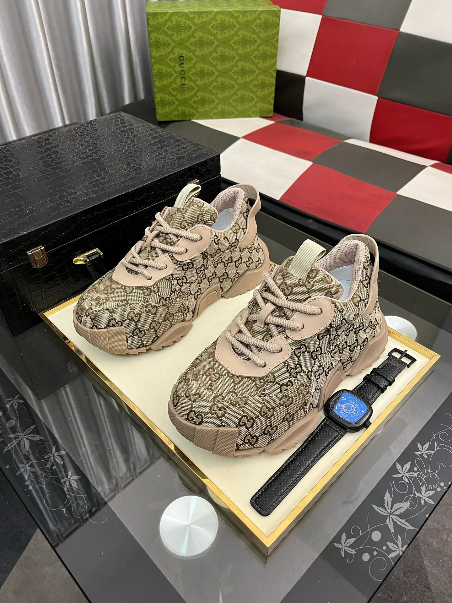 Men's shoes 💰600⌚️⌚️ (GUCCI-Gucci) luxury brand sports and casual shoes, imported original material, sheepskin lining, high-end and comfortable, original outsole is light and wear-resistant! Purely handmade, details determine quality! 38-444️⃣colors available
